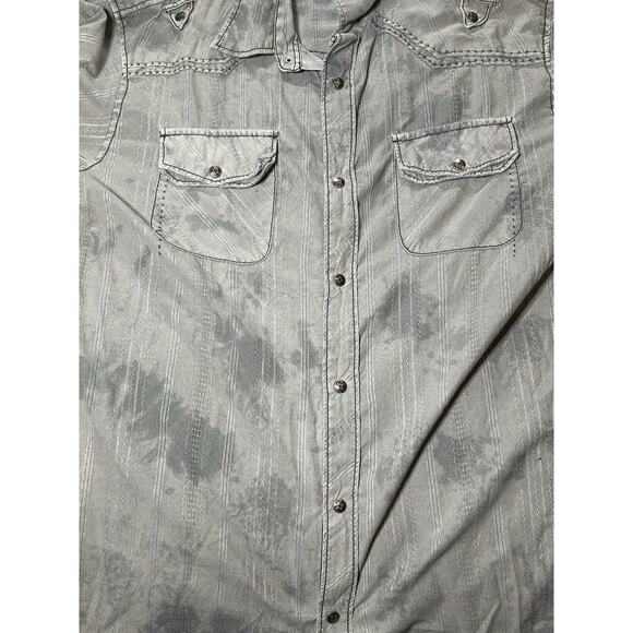 BKE Buckle Shirt Men Large Grey Dapple Metal Snap Epaulettes Pockets Long Sleeve - Picture 11 of 14